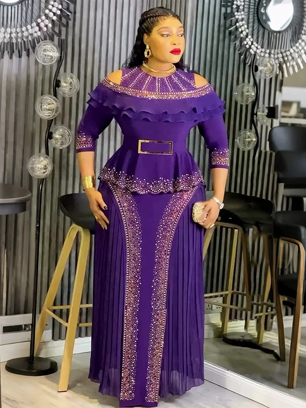 2026 New Plus Size African Party Dresses For Women Elegant Luxury Ruffle Wedding Evening Gown Dashiki Ankara Outfits Long Robe