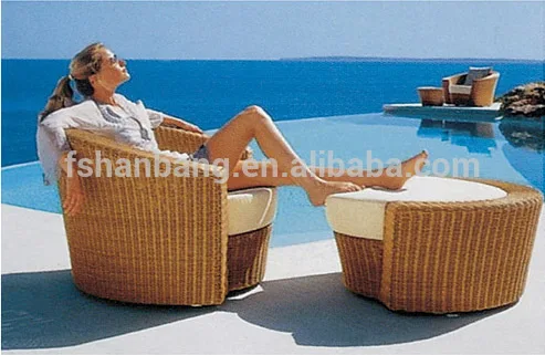 Latest Modern Designer Outdoor Rattan/Wicker Stylish Garden Patio Day Bed/Pool with hard rattan top cover