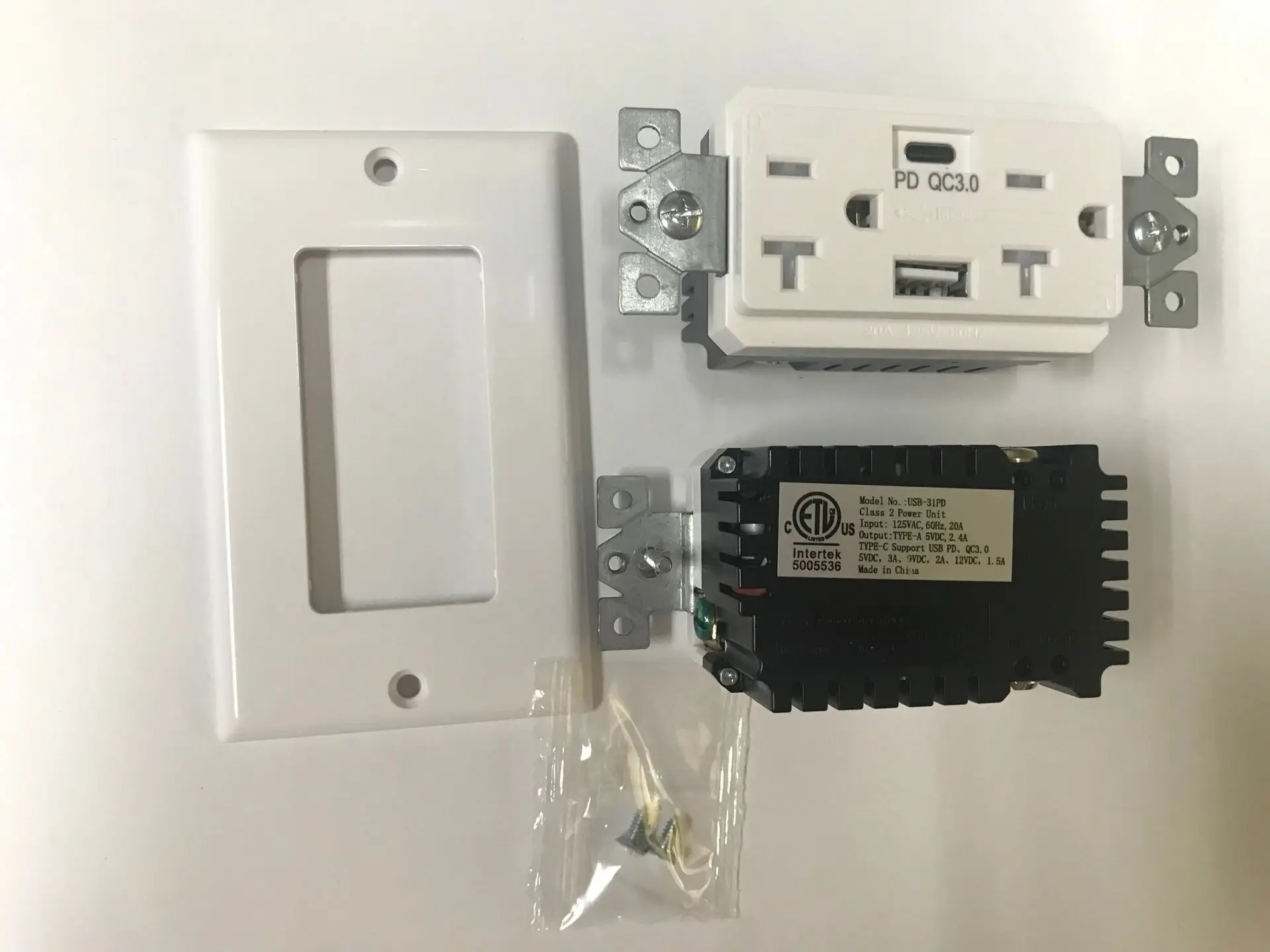 2.1A 4A ETL wall in embedded TR15A USA electrical outlet receptacle dual USB charger USB wall socket with two USB port