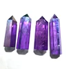 Selfstand purple aura quartz crystal obelisk aura crystal point with rainbow flash