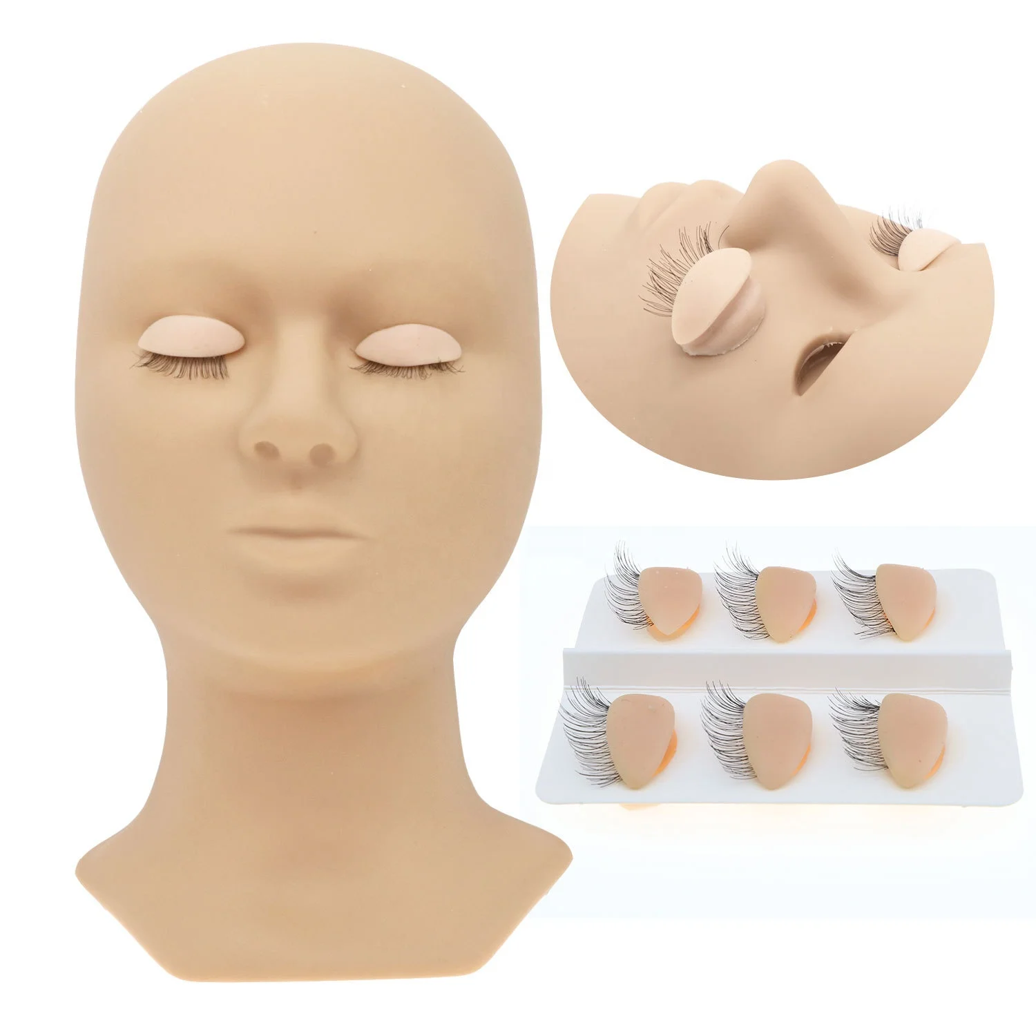 Biumart Mannequin Head With Eyelashes Realistic Model Head Lashes With