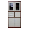 Office double glass door display middle 3 drawer art document storage file cabinet with adjustable shelves
