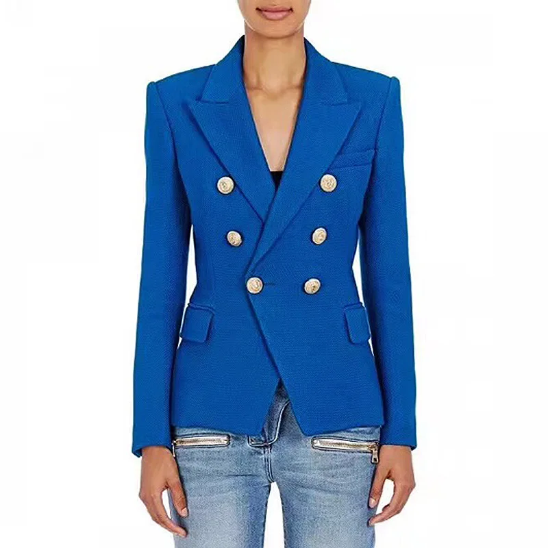 Fashion Hot Sell High Quality Doublebreasted Gold Buttons Blue Blazer