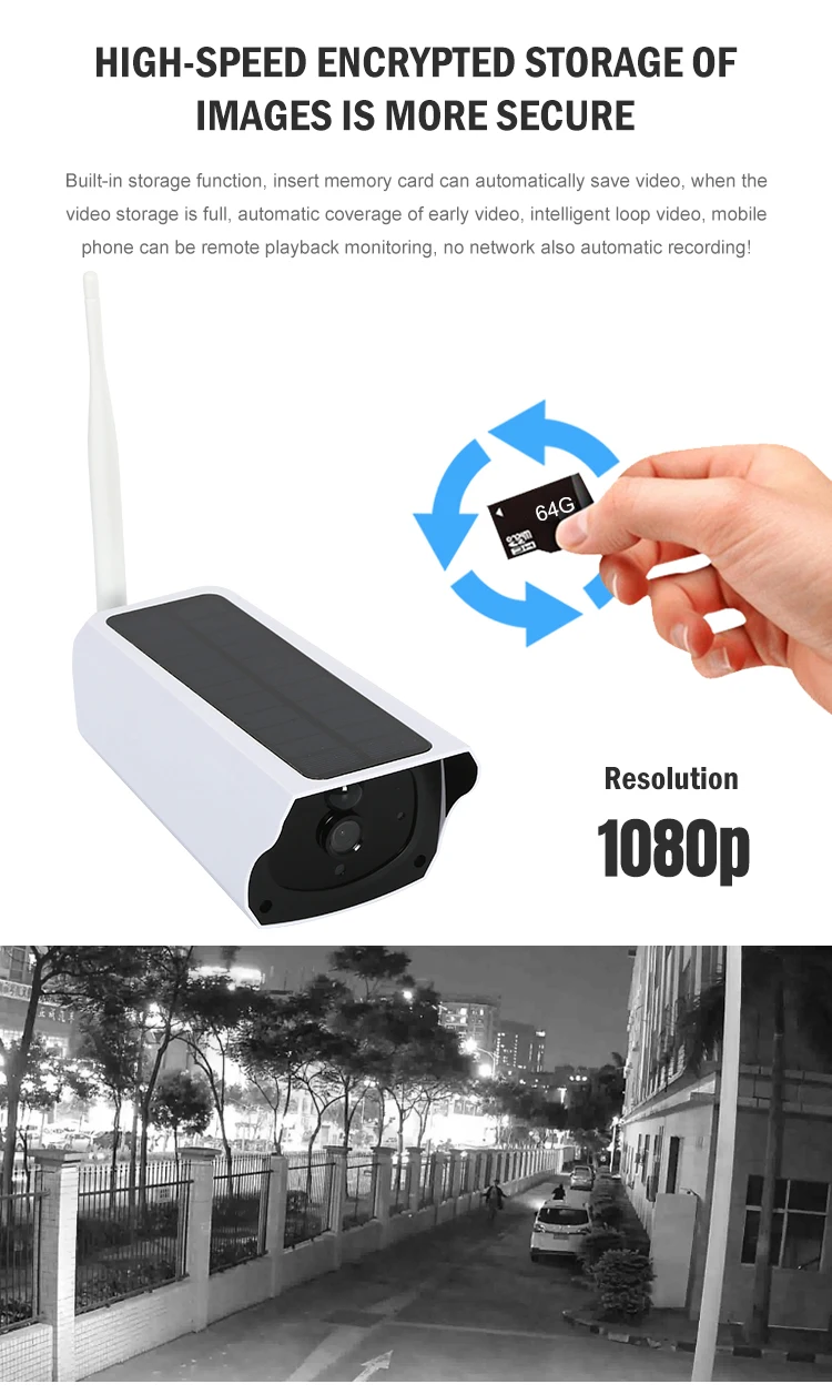 Outdoor IP67 Wireless 2MP 1080P IP Security Surveillance Solar Powered CCTV Wifi Camera