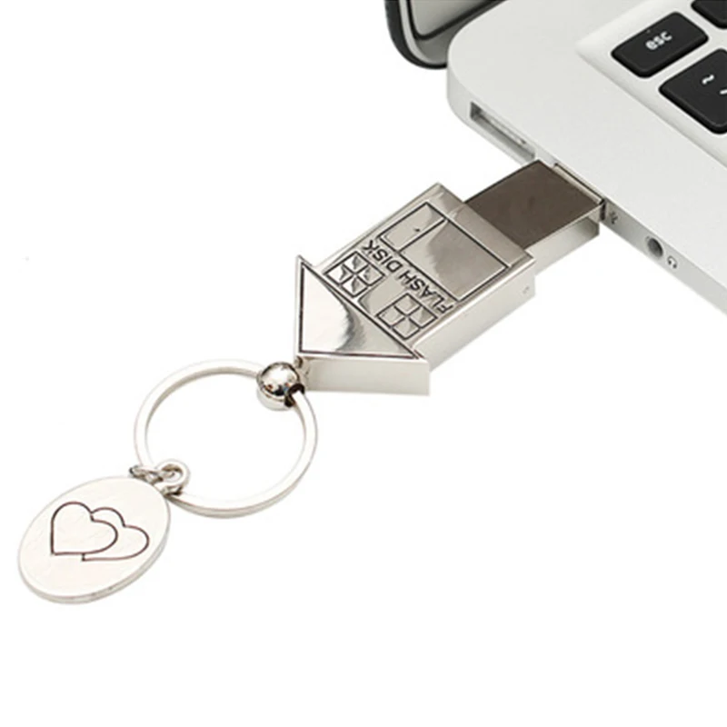 Full Capacity House Shape Usb Flash Drive Promotion Gift Usb Pendrive 3.0 OEM Logo Usb Stick with Metal Case - ANKUX.COM