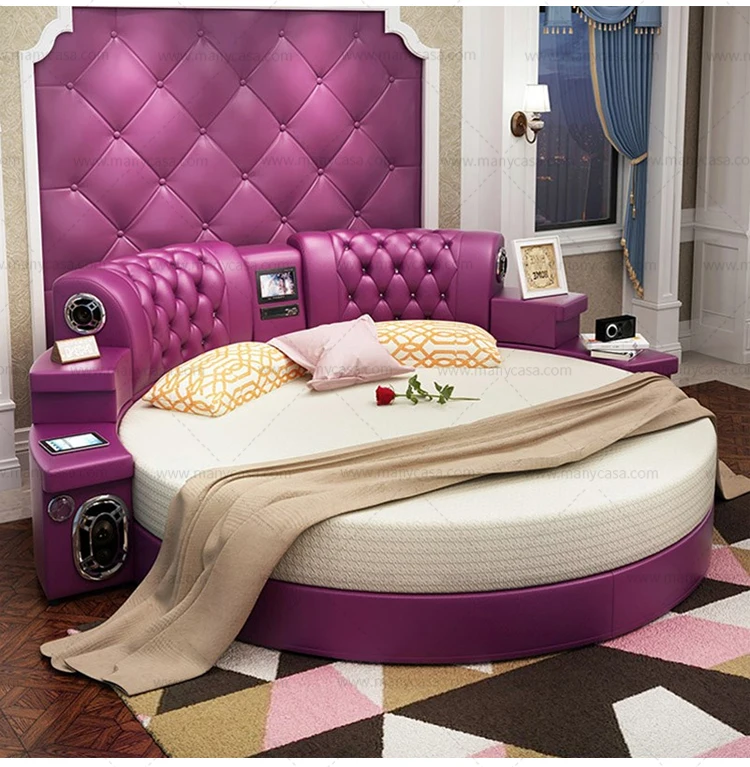 Cozy Bedroom Furniture Pink Large Round Leather Bed Affordable Round Bed For Sale Buy Bed 