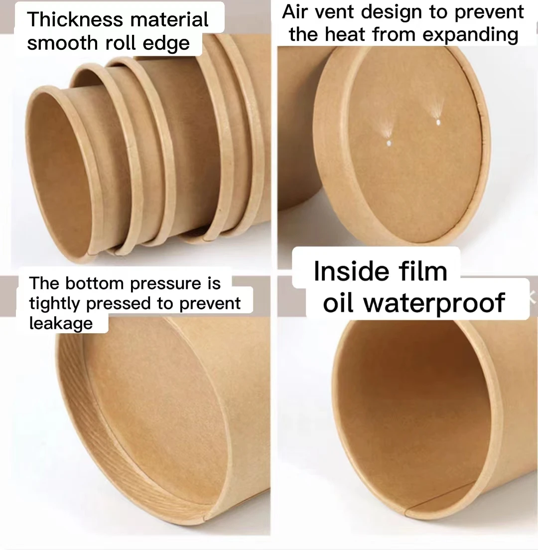 Custom Printed Disposable Hot Soup Bowls,Kraft Paper Soup Cup/salad