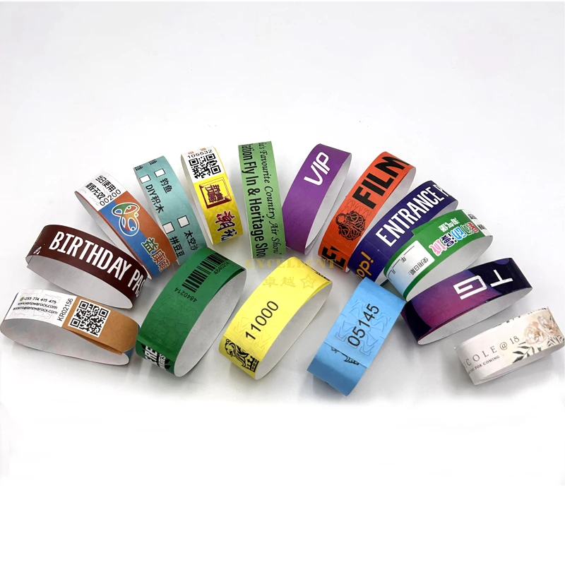 Multi Color Printable Custom Wristbands Tyvek Hot Sell Logo Customized ...