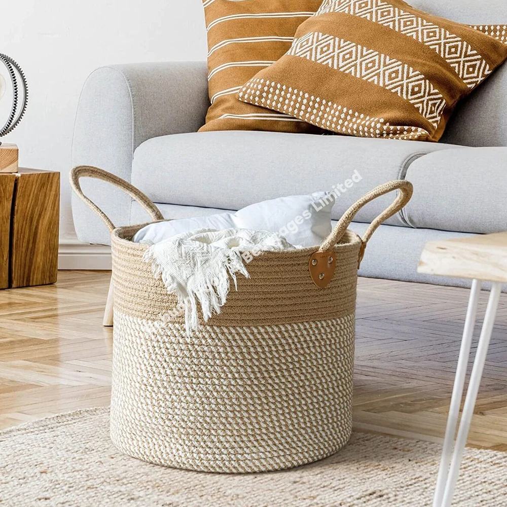 Modern Ecofriendly Jute Storage Baskets Handcrafted In Bangladesh New