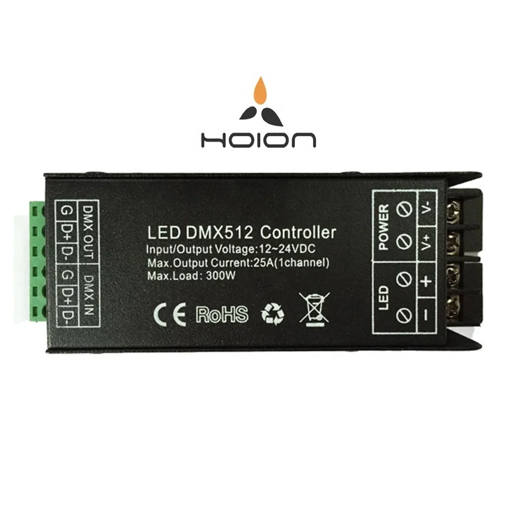 Hot DMX512 Decoder DMX LED Single Color Dimmer DMX512 Light Controller 1ch*25A CE ROHS Warranty