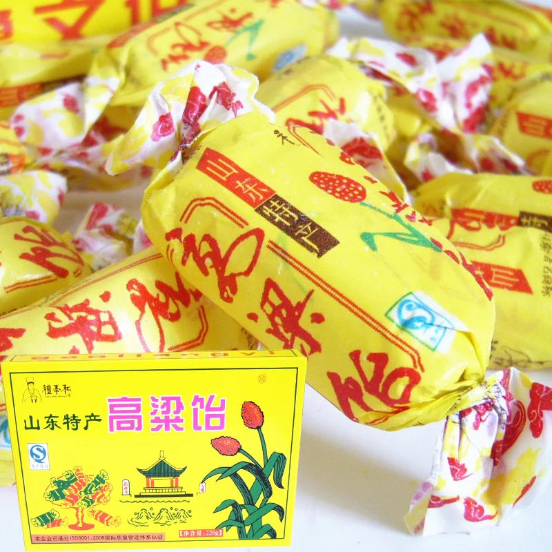 
Chinese sweet sorghum Shandong specialty yellow package soft candy 220g 