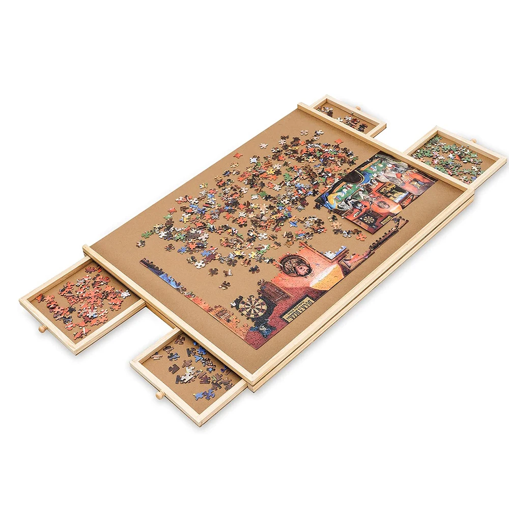 1000 Wooden Jigsaw Puzzle Board Storable Portable Puzzle Game Table ...