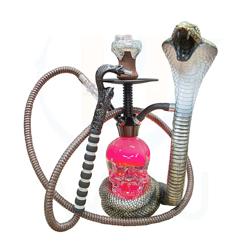New Hookah Snake Chicha Nargile Led Sheesha Pipes Skullshape Glass