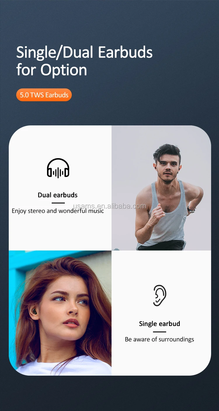 USAMS NEW YJ Series Blue tooth 5.0 Digital Display Wireless Earphone - ANKUX.COM