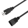 3 Prong NEMA 5-15P to IEC C14 10A 250V Replacement AC Power Cord for Computer PC Monitor Power Supply Extension Cable