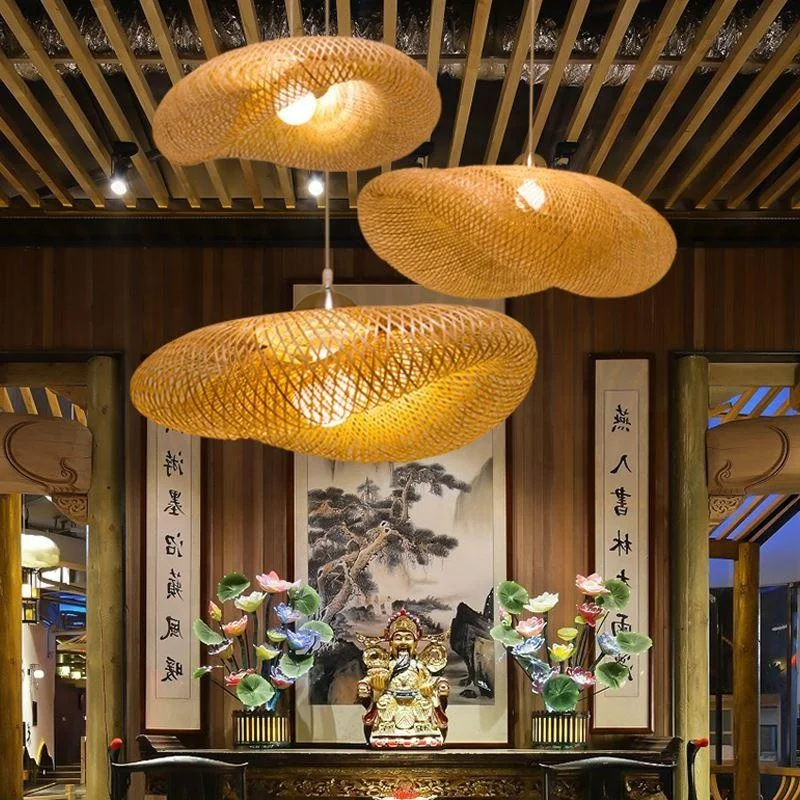 Nordic style interior designer fancy light for home bamboo lamp shades modern craft hanging pendant light