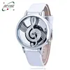 Women's Men's Musical Note Notation Hollow Faux Leather Strap Quartz Wrist Watch