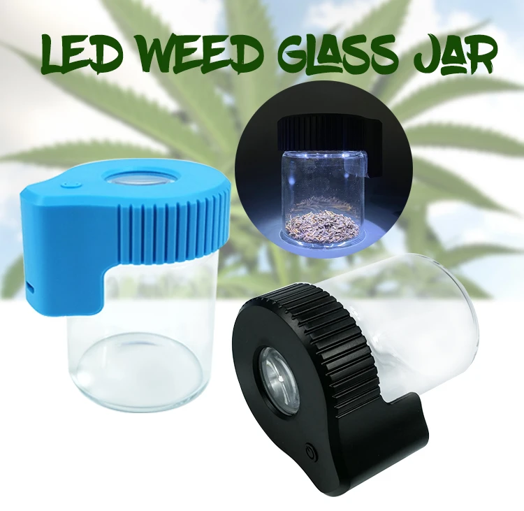 Hempacka Airtight Herb Weed Container Cookies Led Light Magnifying Weed
