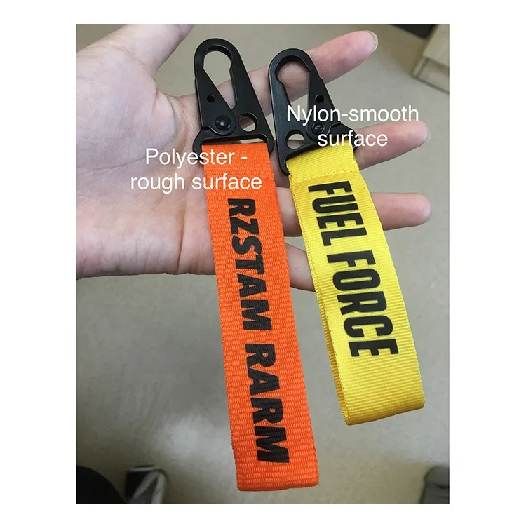 
Bright orange yellow short nylon lanyard carabiner climbing key chain 