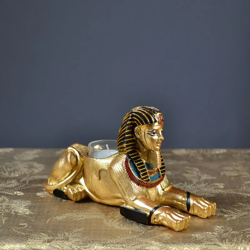 Wine Rack European Egyptian Pharaoh Sphinx Resin Stylish Home Decor Bolltte Holder,Yellow,30X10.5X16.5CM 