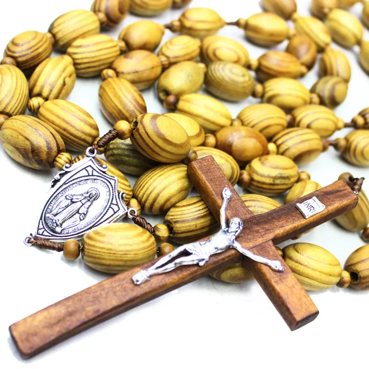 Large Wooden Beads Hanging Wall Rosary Large Decorative Religious