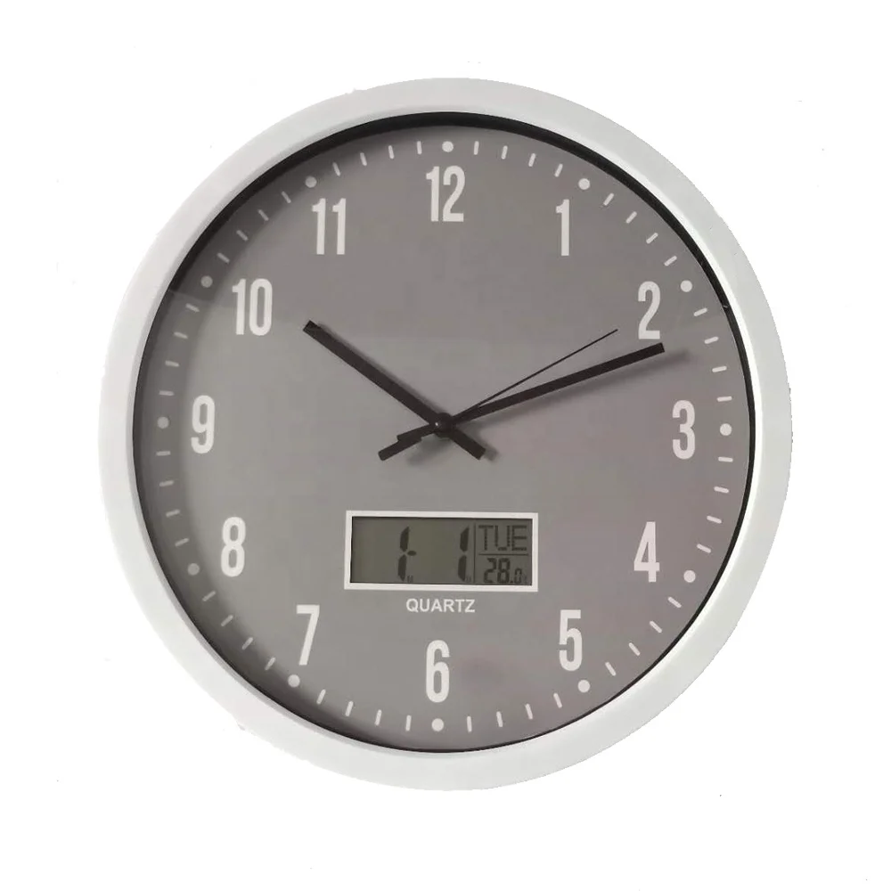 14inch Round Custom Cheap Plastic Printed Simple Wall Clock With Date