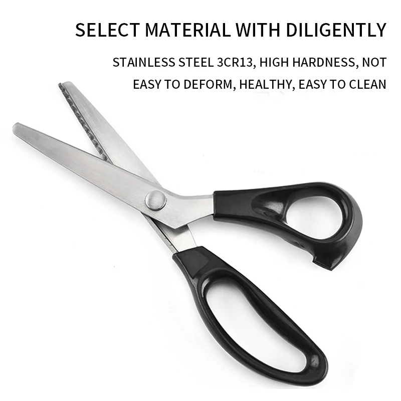 Pinking Shears Professional Handle Comfort Grip Stainless Steel Dressmaking Scissors Serrated and Scalloped Cutting Scissors for Fabric Decoration Tailor Scalloped 3mm Sewing Arts Craft Cut Tool 