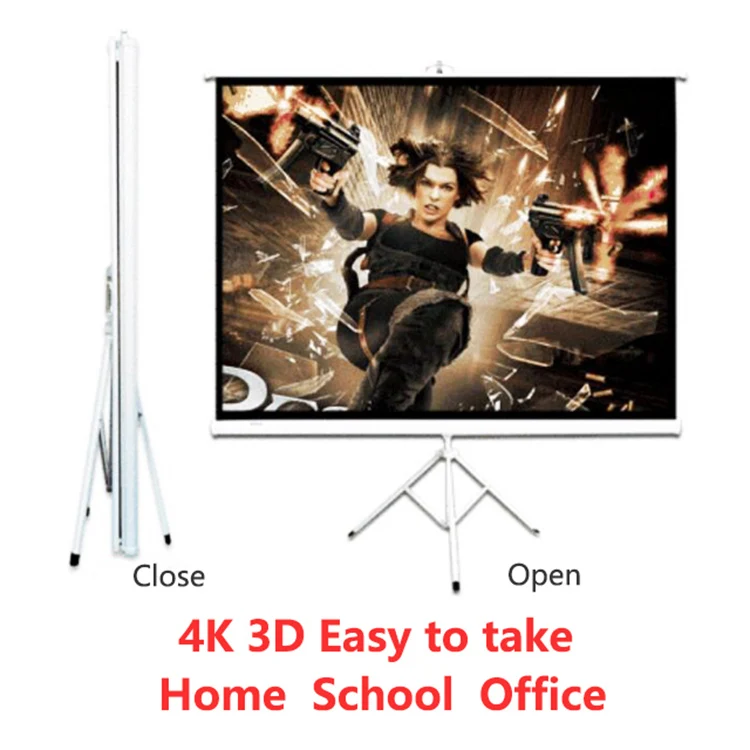 Stable Quality Used In Office Portable Stand Projector Tripod Screen