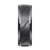 8 mm black plated tungsten ring step and beveled with brushed surface across channel fashionable men's ring