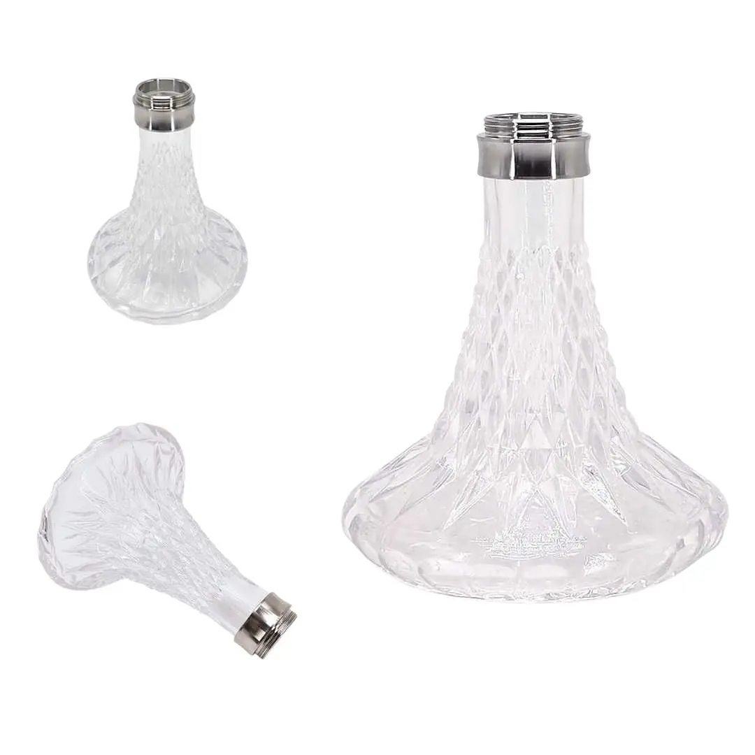 Medium stainless steel hookah set with glass base and accessories
