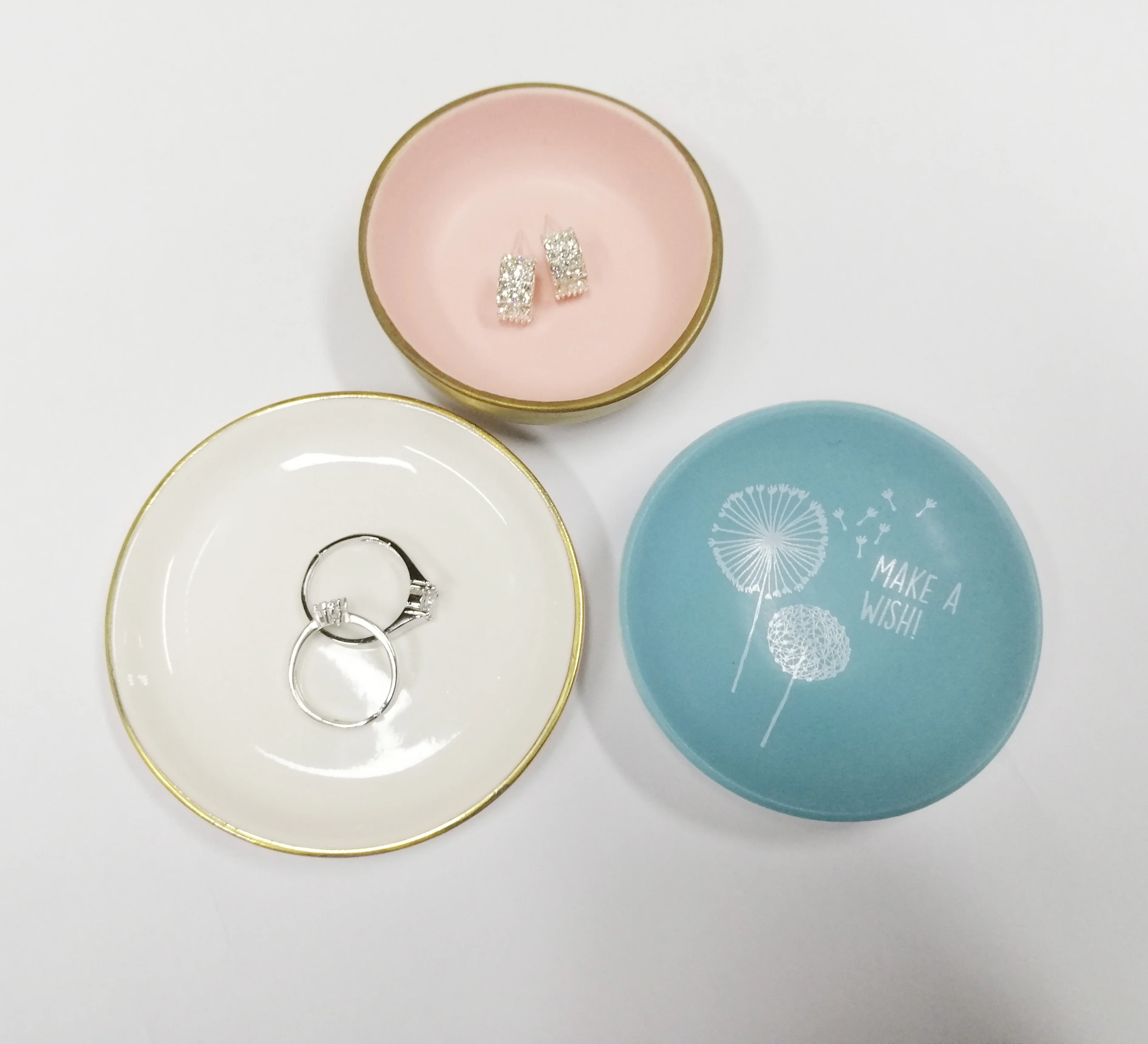 Wholesale Ceramic Round Ring Dish Custom Trinket Tray Jewelry Dish With