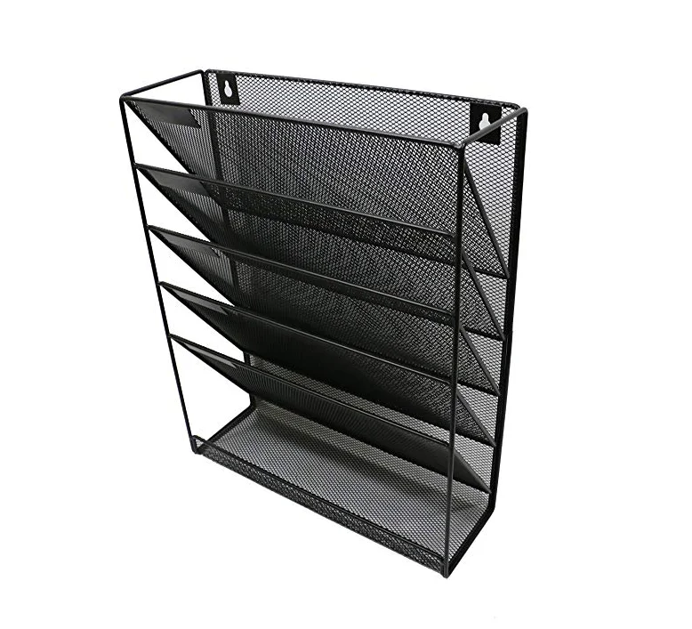 
office and home metal wire wall mount 5-tier vertical file organizer 