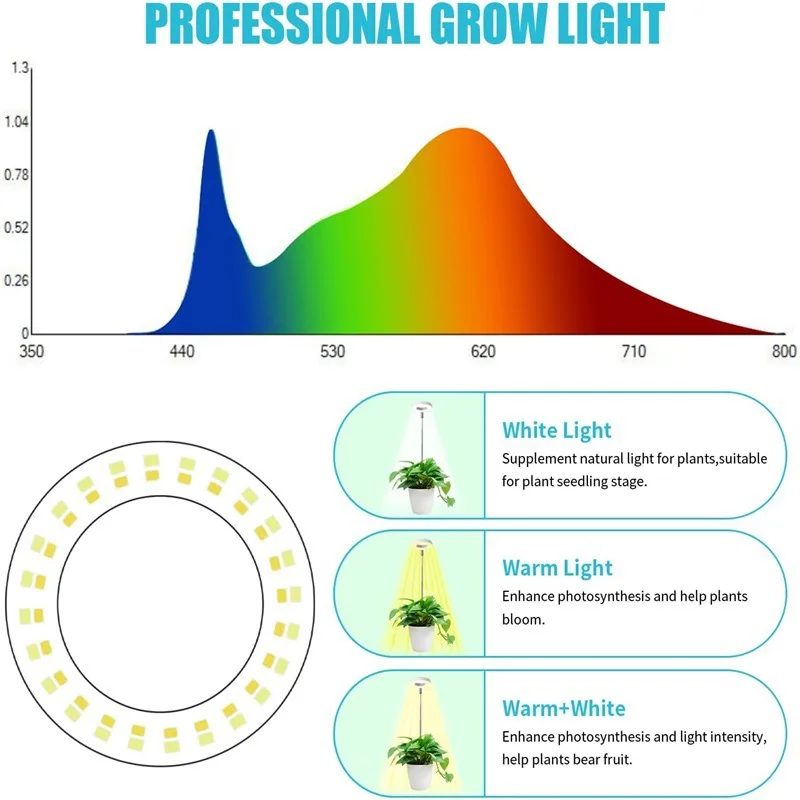 product led telescopic plant growth lamp with angel ring red  blue spectrum aluminum body flower timing fill light-10