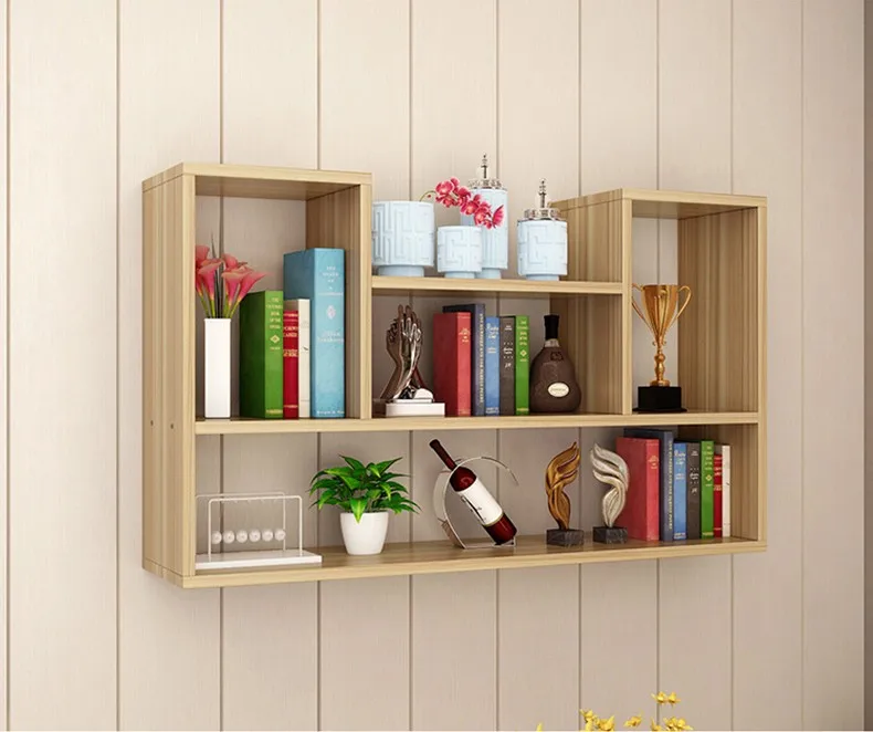 Simple design of a variety of color custom living room hotel wood material wall shelf