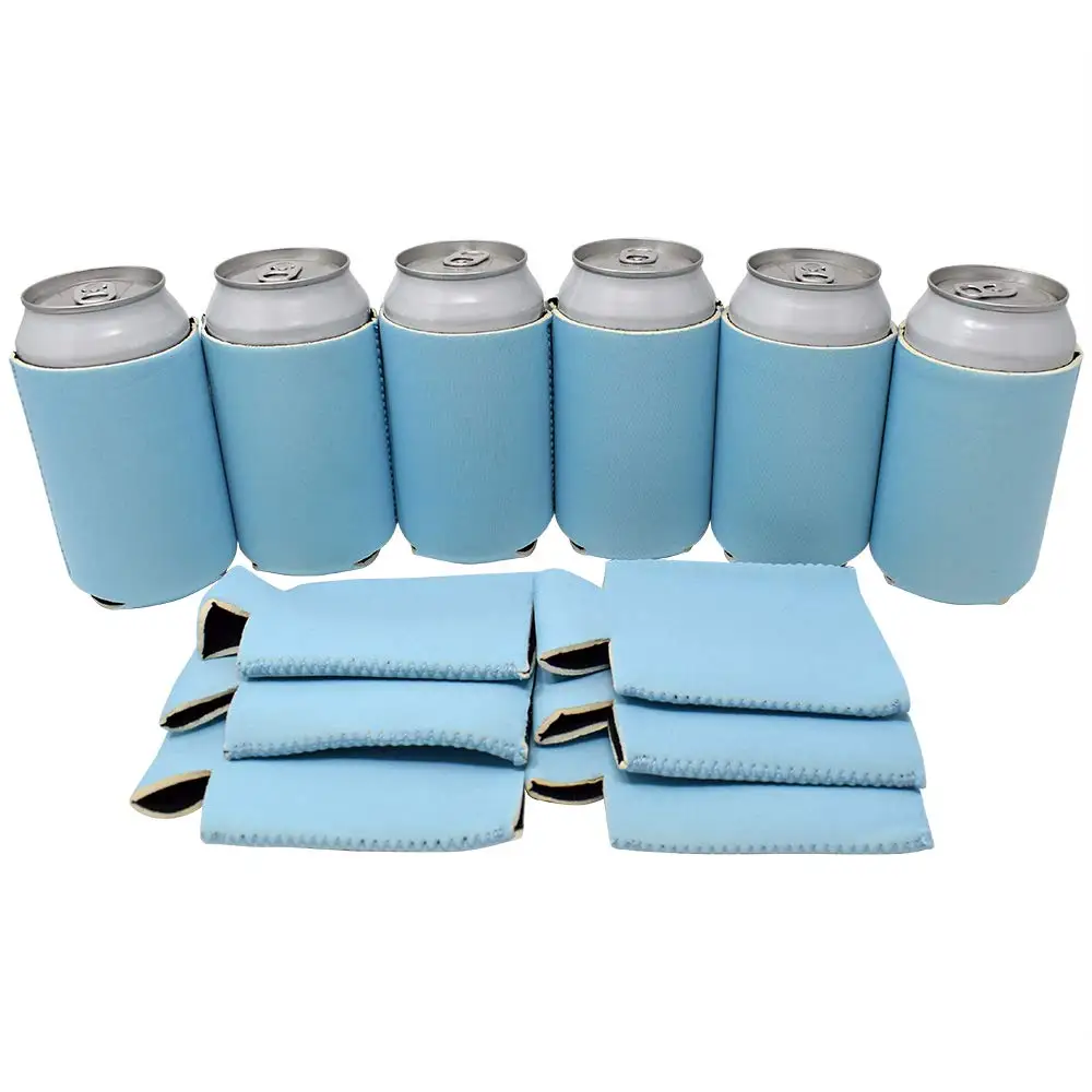 White neoprene beer can cooler with blank sublimation surface for custom printing