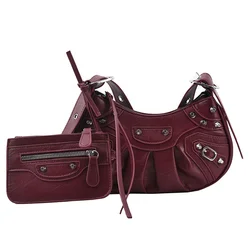2021 Winter New Style Solid PU Leather Ladies Cross Shoulder 2pcs Hand Bag Small Women Bags and Purses