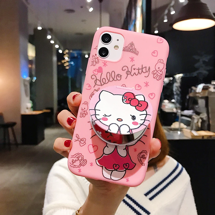 For Iphone Xs Max X 6 7 8 Cute 3d Hello Cat Kickstand Phone Case With ...