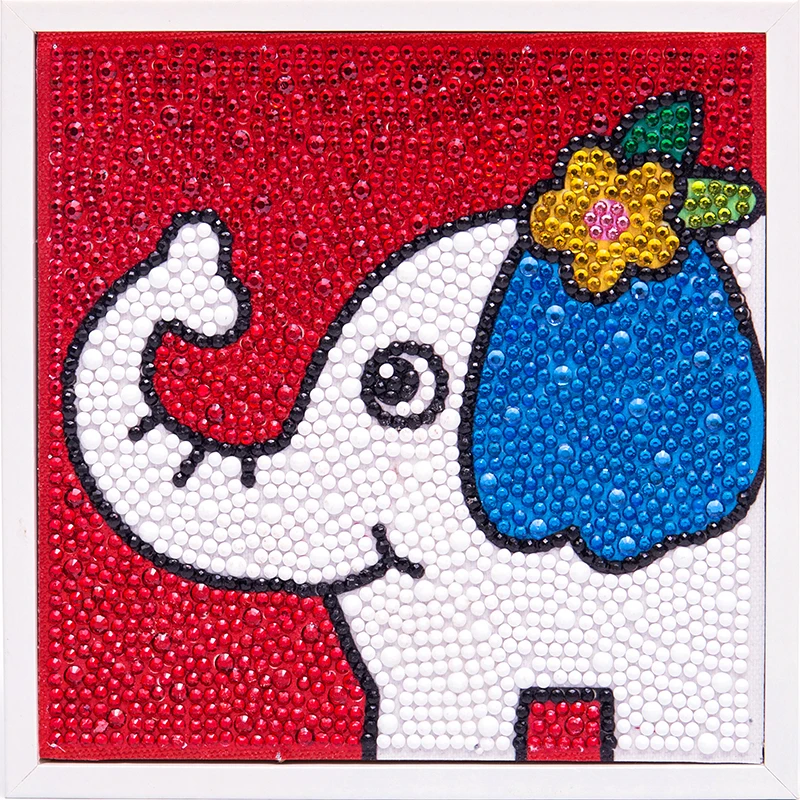 热卖新到货全钻卡通大象图片框架diy钻石画墙壁装饰