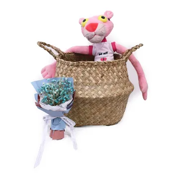 Pequeño Tejido Vientre De Seagrass Cesta Para Planta De Almacenamiento