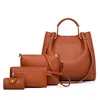 simple design 4 in 1 lady handbag set with crossbody bag and clutch bag and card holder