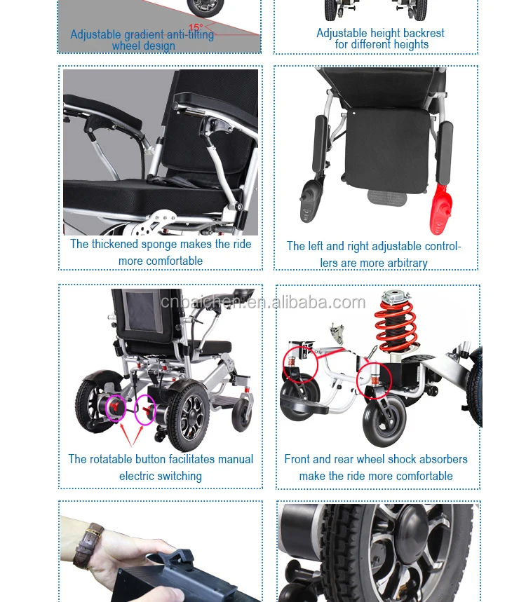 2020 Amazon hot selling Light remote control power wheelchair foldable aluminum alloy electric wheelchair
