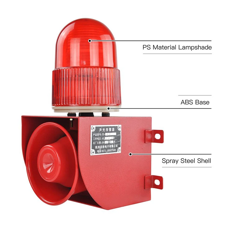 120db Light And Sound Alarm Indoor/outdoor Siren Red Strobe - Buy Light ...