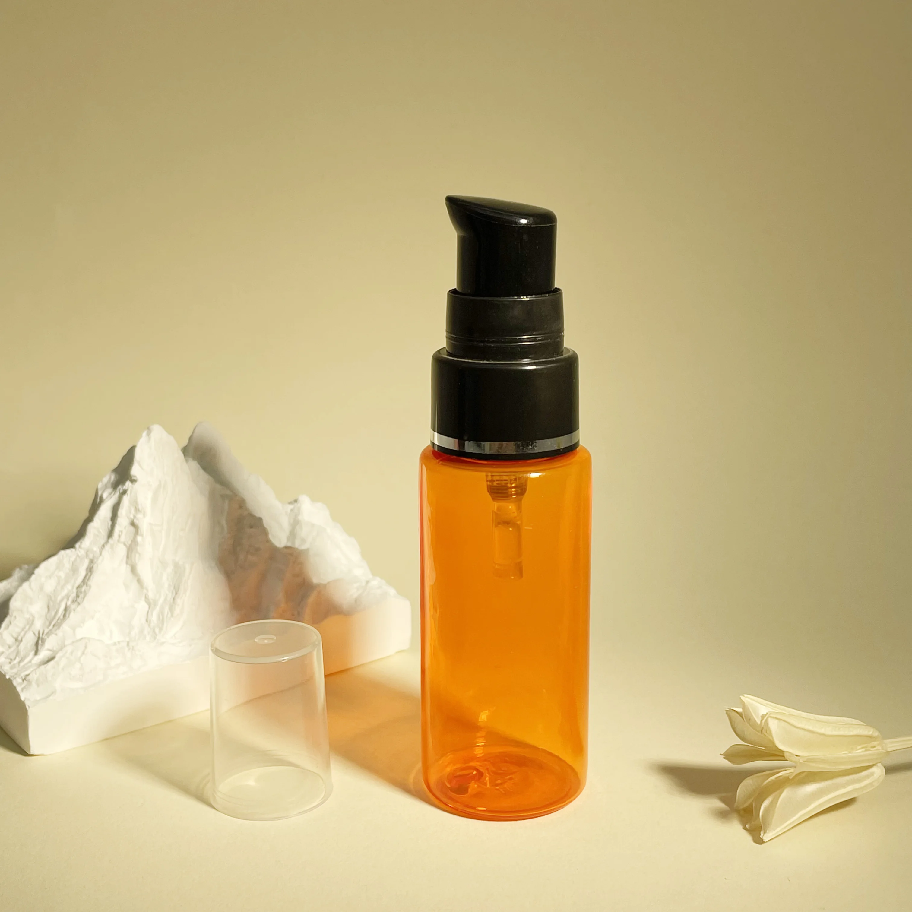 product 50ml clear orange plastic bottle with pump hair oil skin care cream shampoo bottle cosmetic package-1