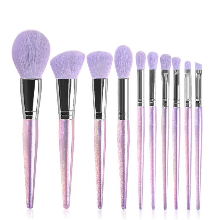 10pc Unique Purple Holographic Crystal Make Up Brushes Private Label ...