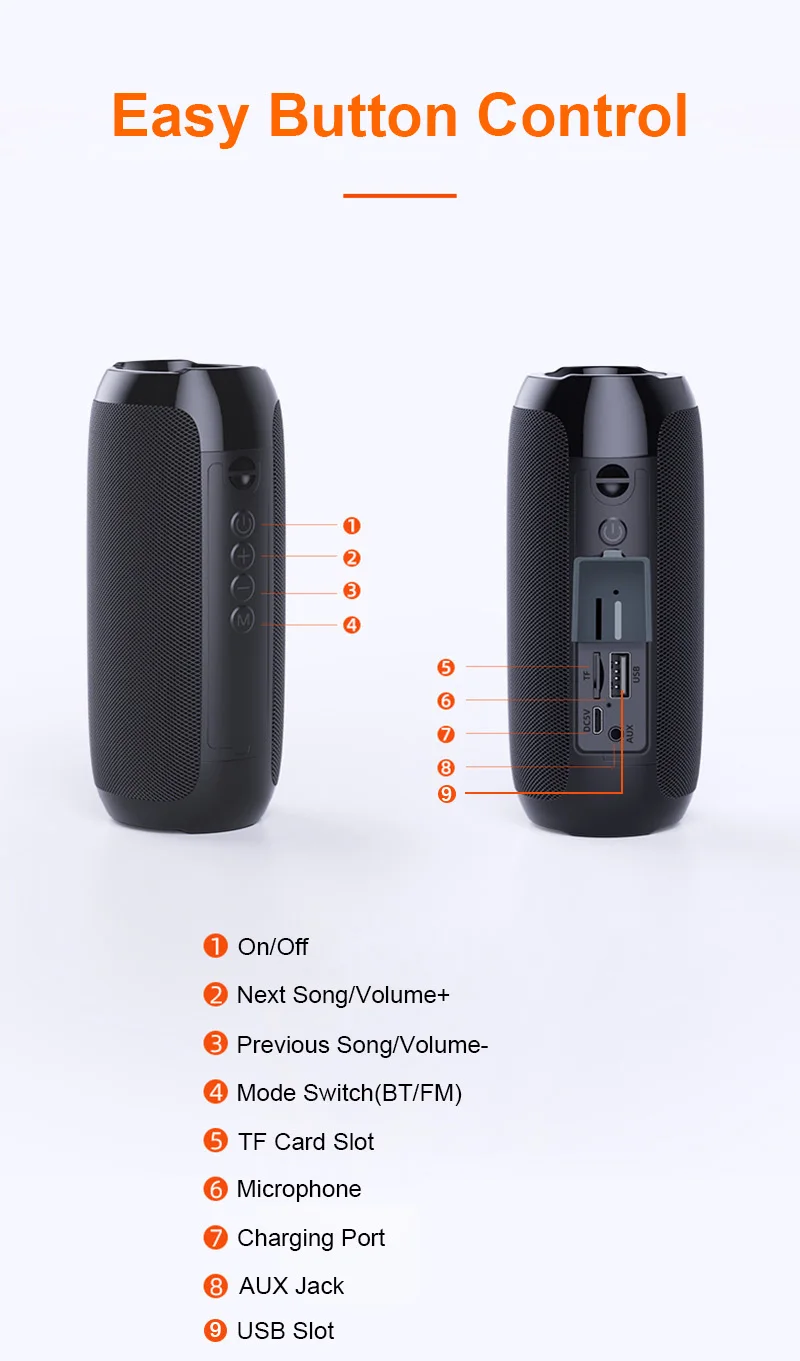TG117 Portable Bluetooths Speaker 20w Wireless Bass Column Waterproof USB Speakers Support AUX TF Subwoofer Loudspeaker - ANKUX.COM