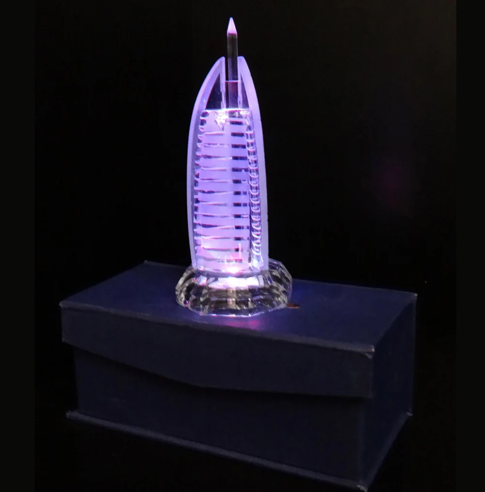 Light Up Dubai Burj Al Arab Hotel Crystal Tower Model - Elegant K9