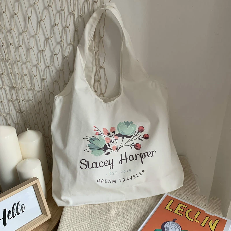 Custom Canvas Tote Shopping Bag With Custom Printed Logo