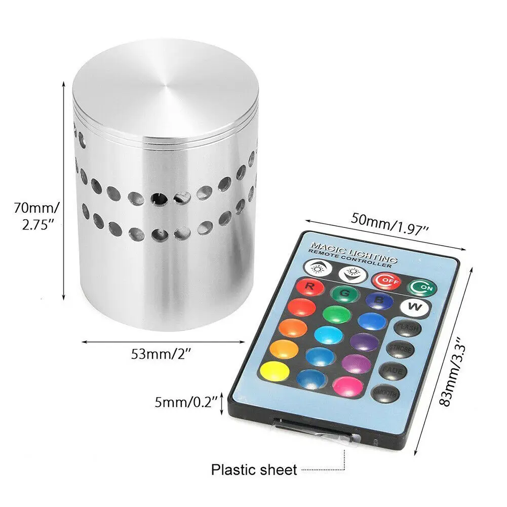 RGB Spiral Hole Effect LED Sconce Wall Lamp Light Fixture Colorful Wandlamp Remote Controller For Party Bar KTV Home Decoration