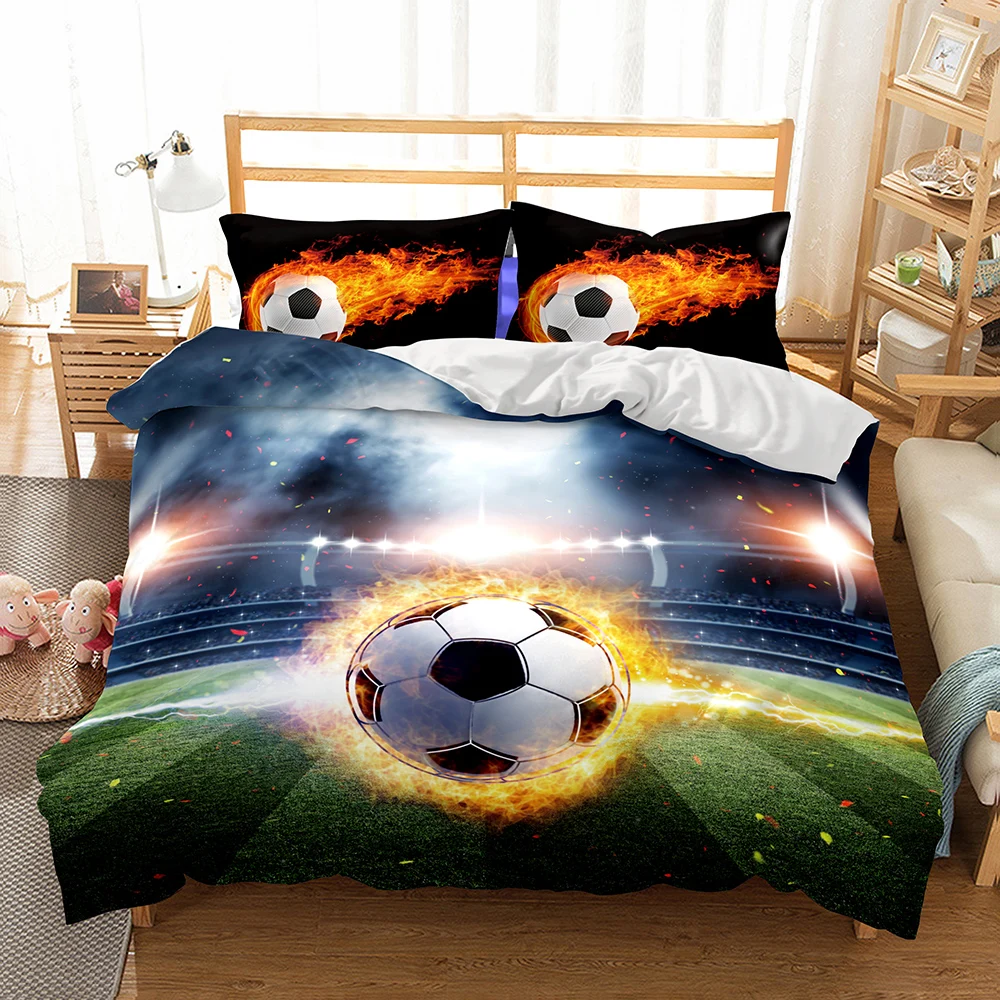 3d Style Football Print Duvet Cover Sets For Teen Boys Sleep Aid - Buy ...