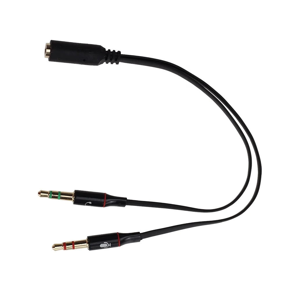 3.5mm 2 Male Plug To 1 Female Headphone Mic Audio Jack Y Splitter